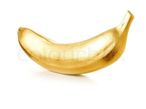 Golden Banana Isolated On White Background Stock Photo Colourbox