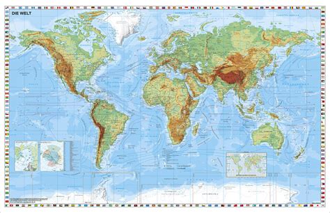 Weltkarte Physisch Wandkarte Laminiert Buch