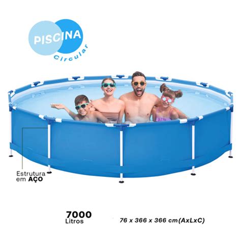 Piscina Circular Mor Azul 7000 Litros No Shoptime