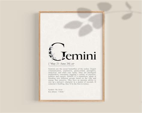 Gemini Definition Print Gemini Gifts Gemini Print Gemini - Etsy