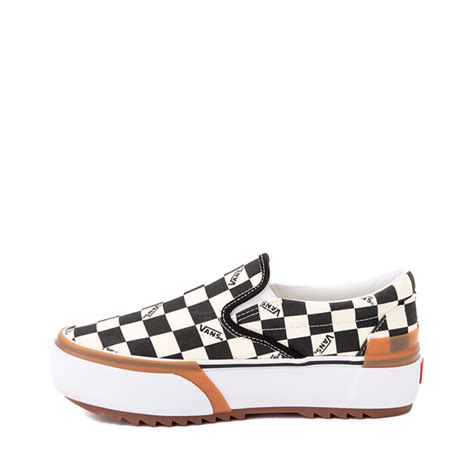 Vans Slip On Stacked Checkerboard Skate Shoe - Black / White | Journeys ...