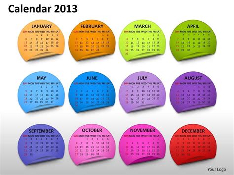 Calendar 2013 Month Powerpoint Slides Ppt Templates Graphics