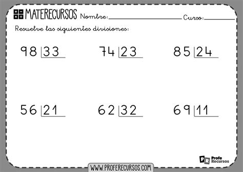 Fichas De Divisiones De 2 Cifras Para IMPRIMIR Y Resolver