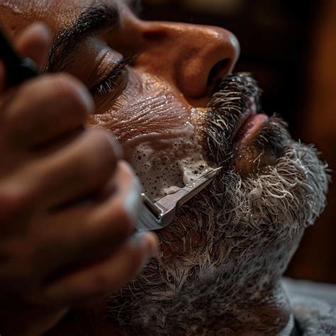 A Man Getting His Hair Trimmed With A Razor Premium AI Generated Image