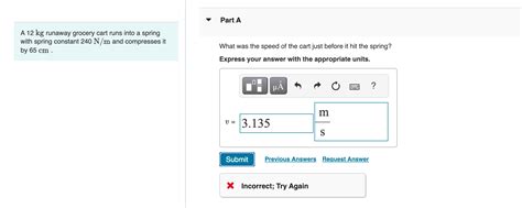 Solved A Kg Runaway Grocery Cart Runs Into A Spring With Chegg