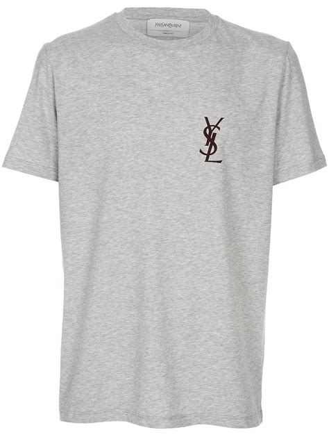 Saint Laurent Logo T-shirt in Gray for Men (grey) | Lyst