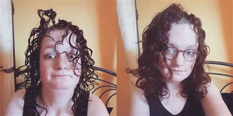 Scrunching Out The Crunch Before And After Gel Is Weird Long Curly