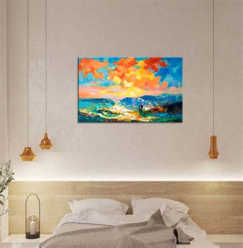 Large Oil Painting Italy Tuscany Sunrise Contemporary Etsy