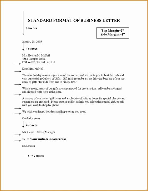 Business Letter Format Spacing Examples