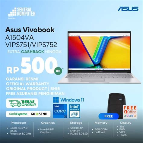 Jual Asus Vivobook 15 A1504VA VIPS751 VIPS752 I7 1355U 8GB 512GB SSD