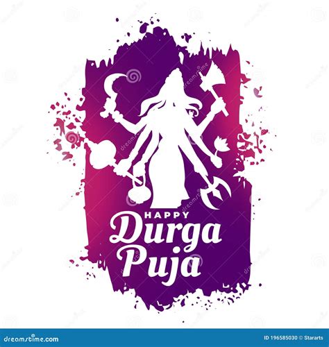 Happy Durga Pooja Indian Festival Wishes Card Design Stock Vector
