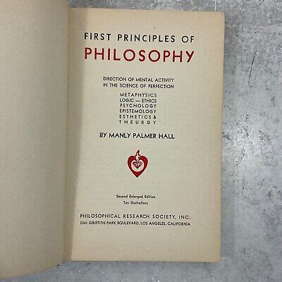 VTG 1949 First Principles Of Philosophy Manly Palmer Hall HC