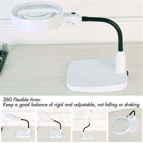 Leffis Large 10X Magnifying Lamp Magnifying Glass With Light And Stand