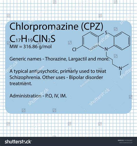 Chlorpromazine Molecular Structure 2d Model Pharmaceutical Stock Vector