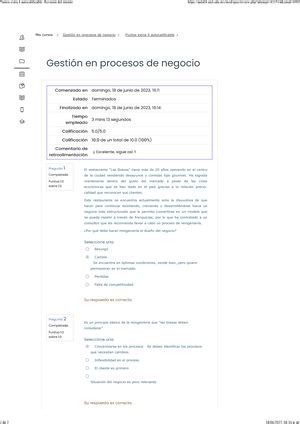 Examen Primer Parcial Segunda Vuelta Gestion En Procesos De Negocios