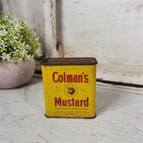 Colmans Mustard Accents Vintage Colmans Mustard 14 Oz Yellow Tin
