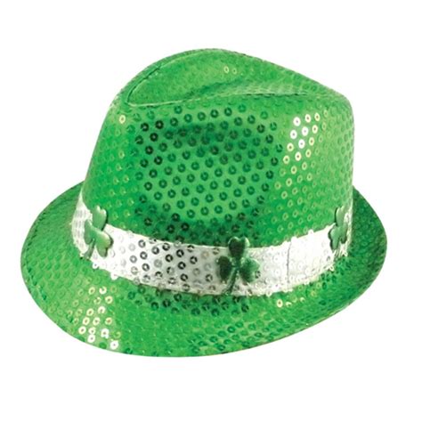 Joke Shop Irish Shamrock Sequin Gangster Hat