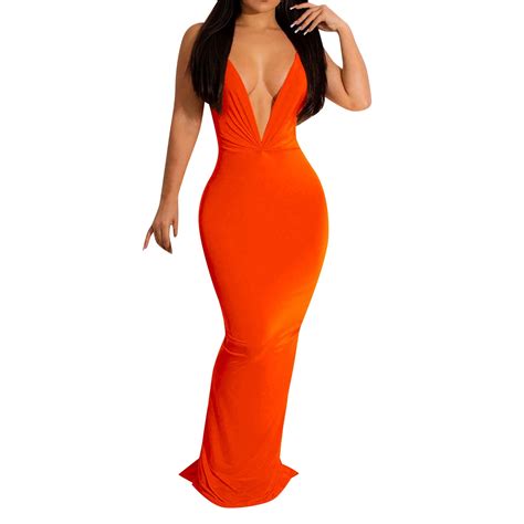 Entyinea Bodycon Maxi Dress One Shoulder Sleeveless Ruffle Hem Flowy