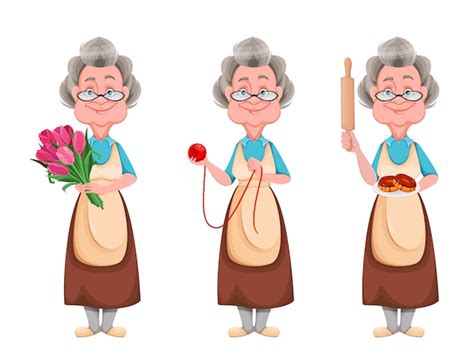 Premium Vector Happy Grandparents Day Cheerful Grandmother