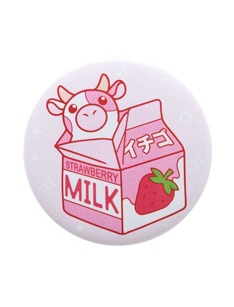 Strawberry Cow Milk Carton 3 Inch Button Hot Topic