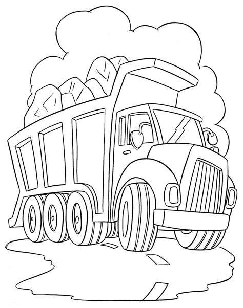 Loaded Dump Truck Coloring Page Free And Printable