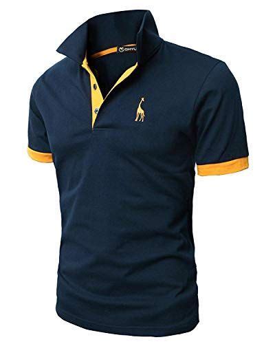 Ghyugr Mens Short Sleeve Polo Shirts Giraffe Contrasting Colors Golf Tennis T Shirt Mens Golf