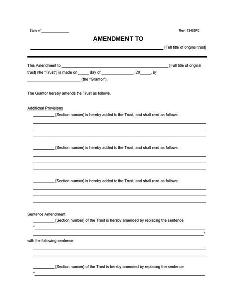 Trust Amendment Form Pdf And Word