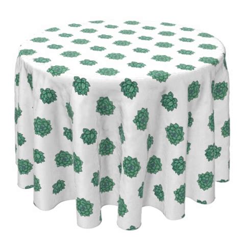 Round Tablecloth, 100% Cotton, 60 Round , Echeveria Plants, 60 Round ...