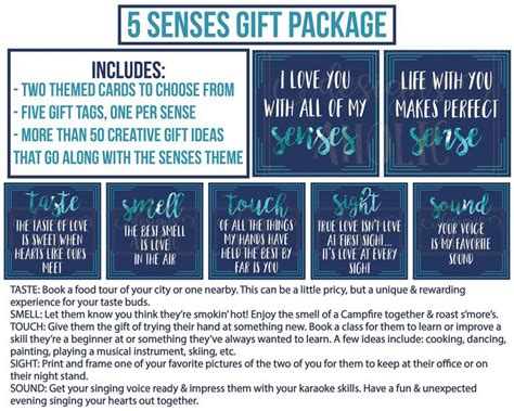 5 Senses Gift Tags Cards Ideas Gift For Boyfriend Girlfriend