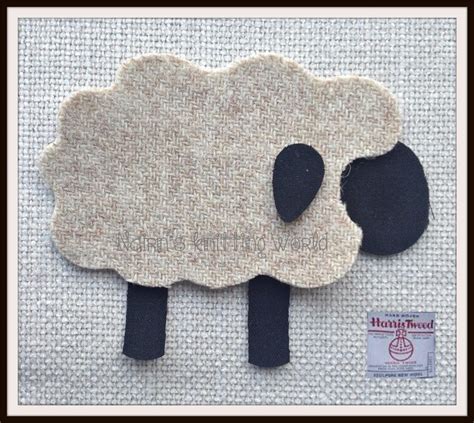 1x5in Highland Sheep,SP1.Beige Harris Tweed Wool Fabric,Cut Out,Iron On ...