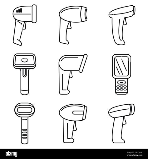 Operator Barcode Scanner Icons Set Outline Set Of Operator Barcode