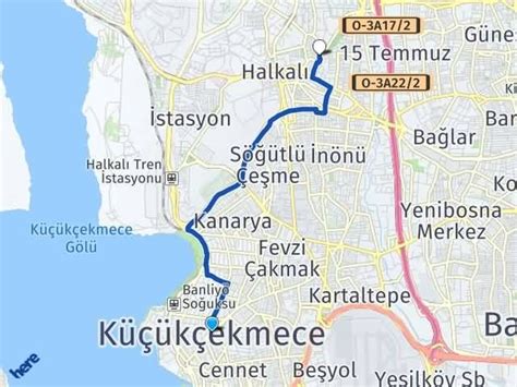 Peta Haritası İstanbul Küçükçekmece Halkalı Arası Kaç Km