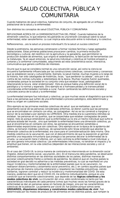 Resumen Salud Colectiva Publica Y Comunitaria SALUD COLECTIVA