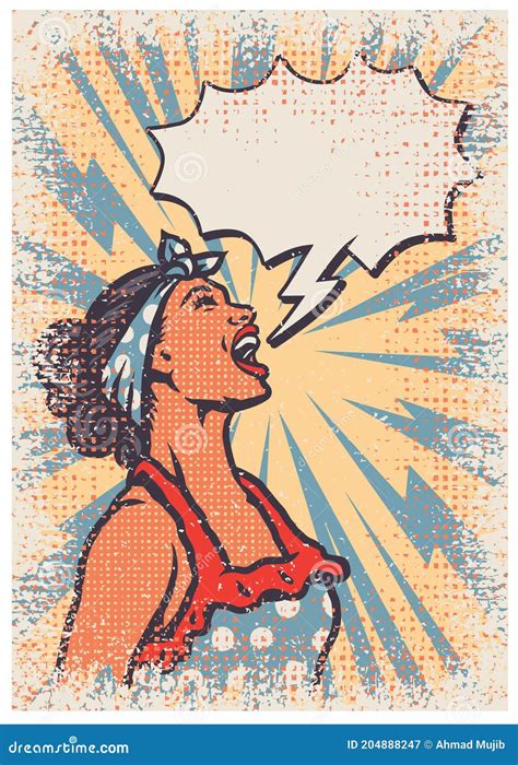 Woman With Poster Place For Text Pop Art Vintage Comic Stock Image