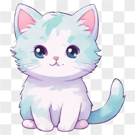 Baixe Gato Azul E Branco Sentado Imagem De Felino Curioso KAWAII