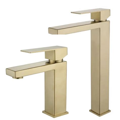 Gold Brushed Stainless Steel Brushed Gold Sink Faucet Deck Mounted Basin Sink Tap Mixer For Hot