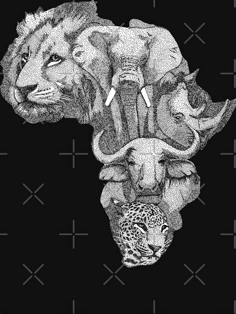 African Big Five T Shirt For Sale By Grizzlygaz Redbubble Lion T Shirts Leopard T Shirts