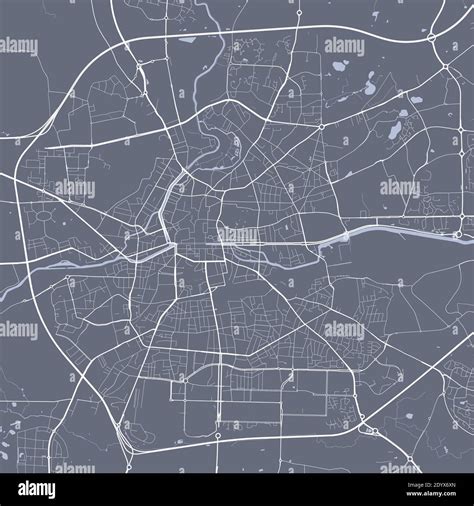 Detailed Map Of Rennes City Administrative Area Royalty Free Vector