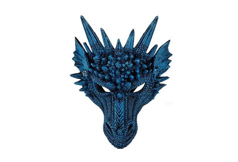 Blue Half Dragon Face Mask