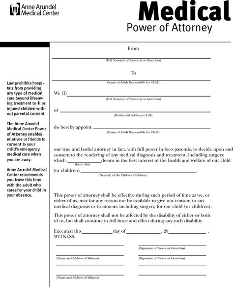 Free Printable Medical Power Of Attorney Template