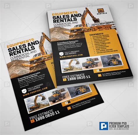 Construction Rentals Flyer Psdpixel