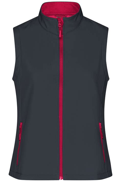 Damen Ladies Promo Softshell Vest Iron Grey Red Daiber