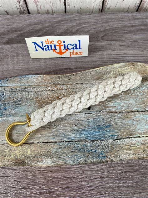 Rope Bell Pull W Brass Shackle Braided Knot Lanyard Hand Tied