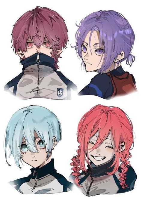 Four Anime Characters With Different Colored Hair