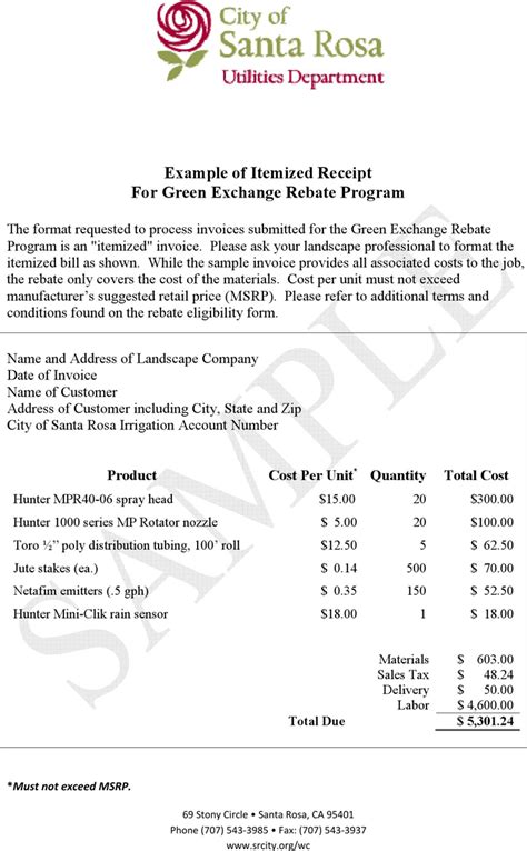 Free Example Of Itemized Receipt Pdf 354kb 1 Page S