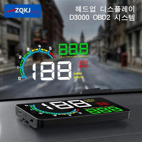 토레스hud Zqkj D3000 Eobd 자동차 헤드 디스플레이 앞 유리 프로젝터 알람 디지털 속도계 전자 티몬