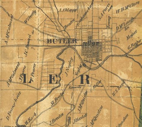 Butler County Pennsylvania 1858 Old Wall Map With Landowner Etsy