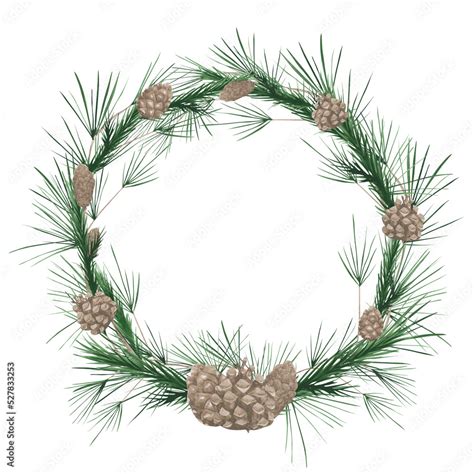 Watercolor Winter Wreath Isolated In A Transparent Background