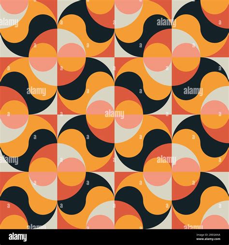 Retro Geometric Seamless Pattern 60s And 70s Aesthetic Style Vector Illustration Stock Vector