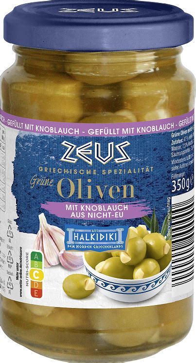 Lebensmittelwarnung Zeus Gr Ne Oliven Gef Llt Mit Knoblauch Curentur